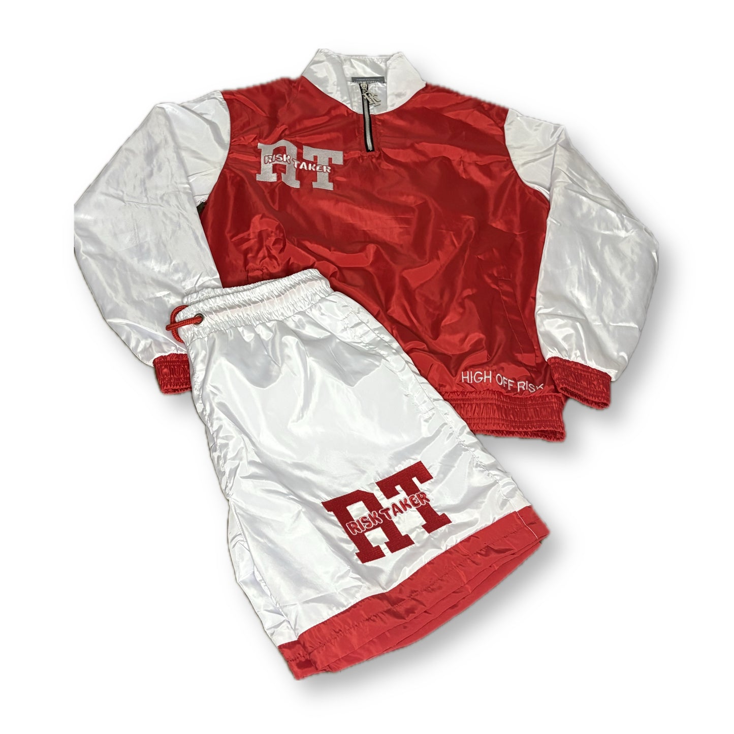 RiskTaker V1 "Scarlet" Windbreaker Set – White & Red