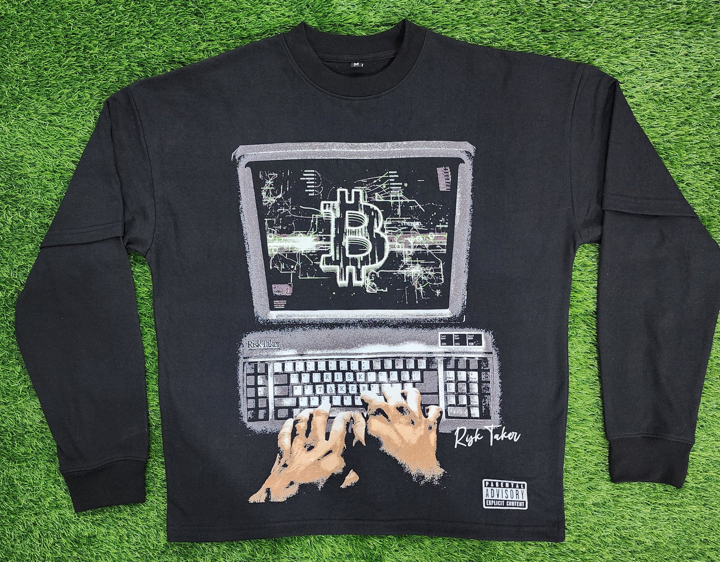 Black Double Sleeved Bitcoin Risk Taker Tee