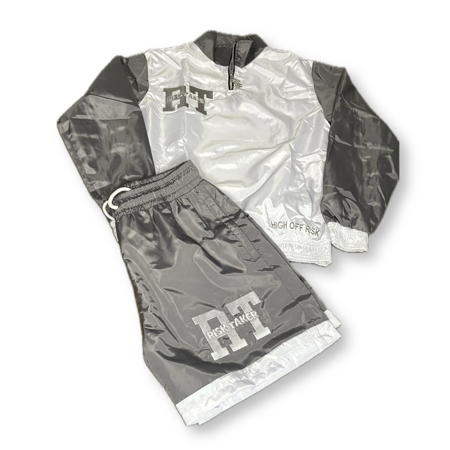 RiskTaker V1 "Fade" Windbreaker Set – White & Grey