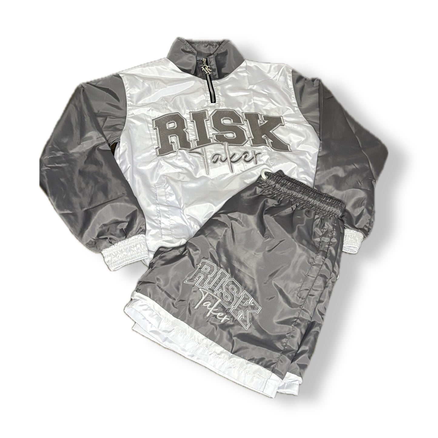 RiskTaker V2 "Fade" Windbreaker Set – White & Grey