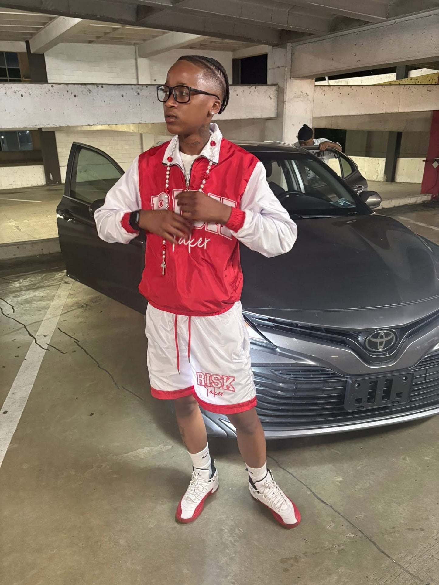 RiskTaker V2 "Scarlet Red" Windbreaker Set – White & Red