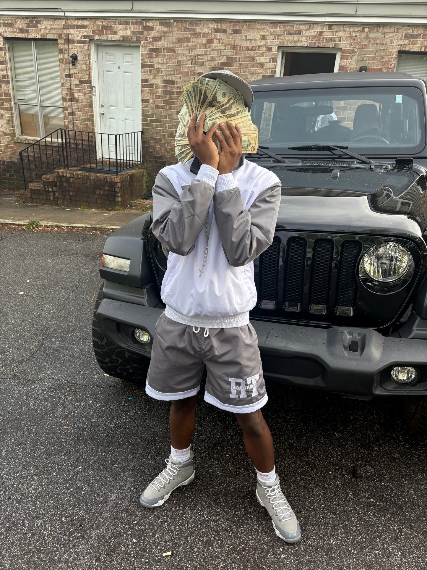 RiskTaker V1 "Fade" Windbreaker Set – White & Grey