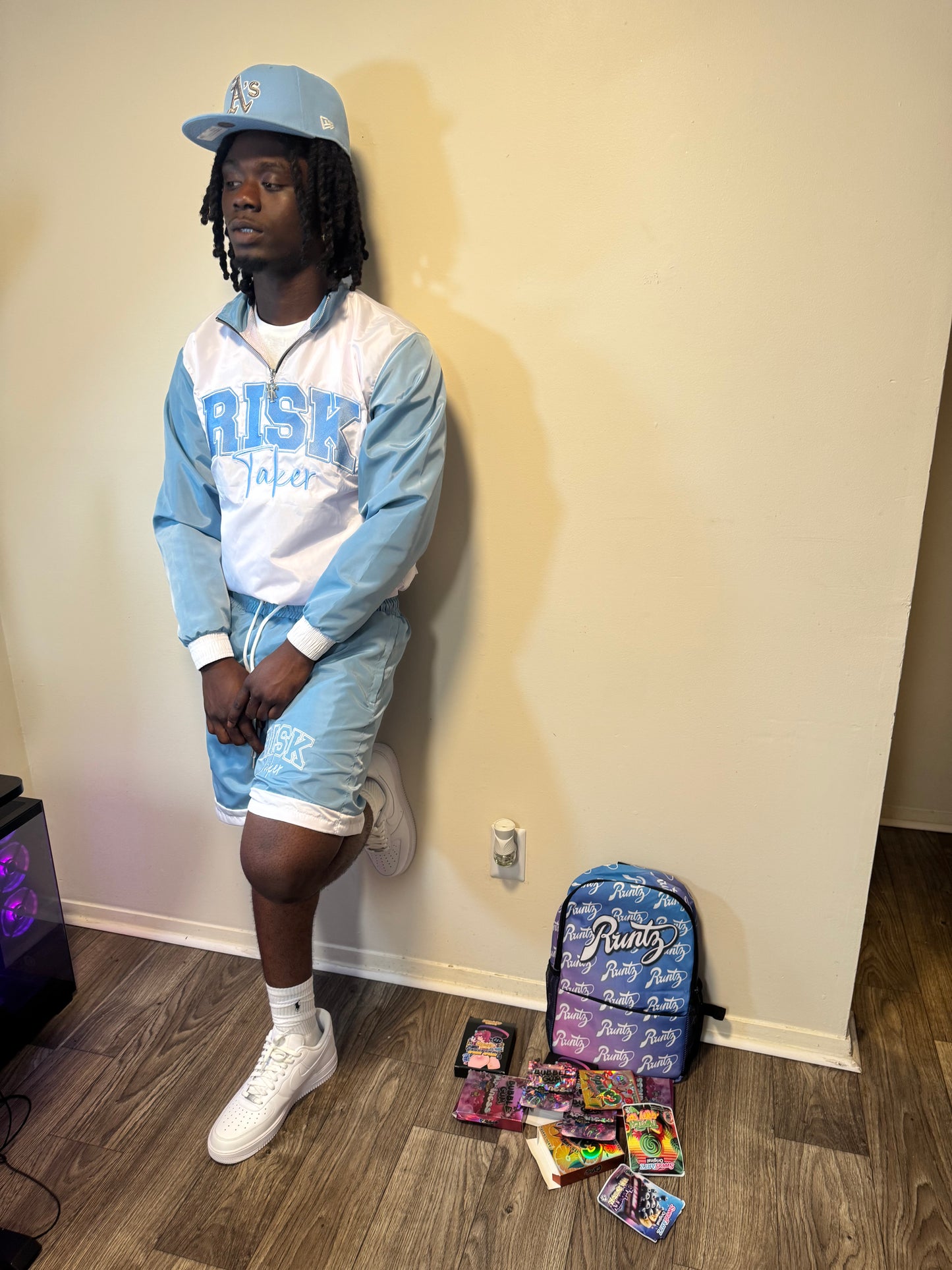 RiskTaker V2 "Skyline" Windbreaker Set – White & Blue