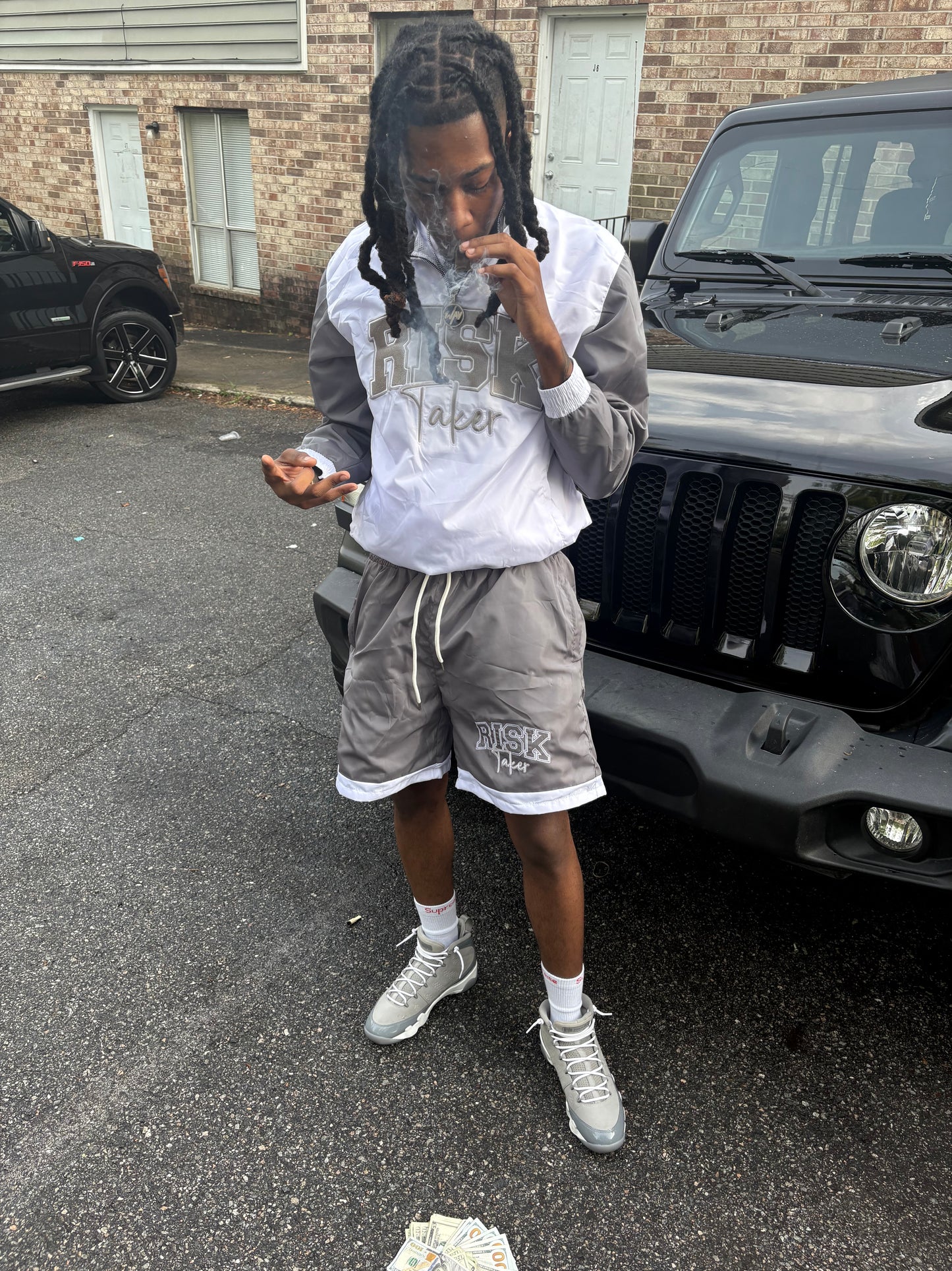 RiskTaker V2 "Fade" Windbreaker Set – White & Grey