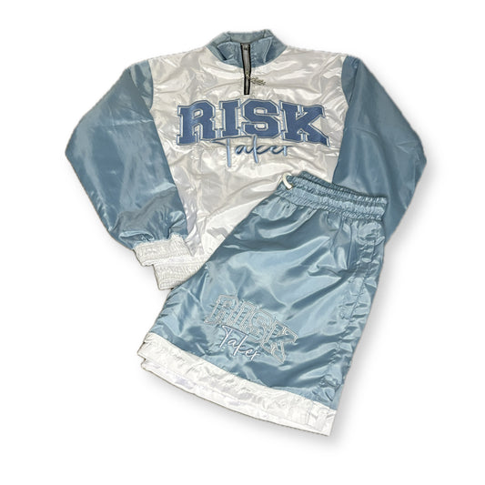 RiskTaker V2 "Skyline" Windbreaker Set – White & Blue