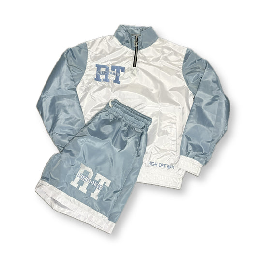 RiskTaker V1 "Skyline" Windbreaker Set – White & Blue