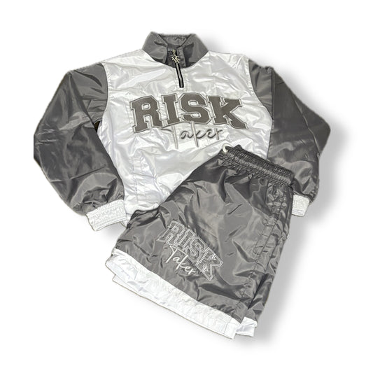 RiskTaker V2 "Fade" Windbreaker Set – White & Grey