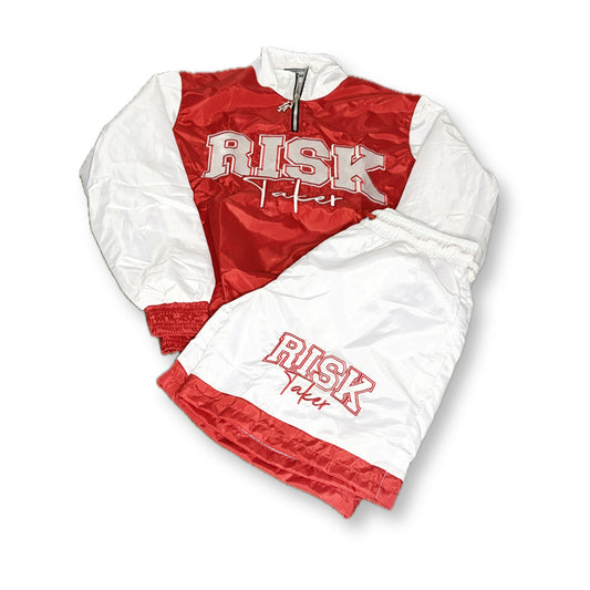 RiskTaker V2 "Scarlet Red" Windbreaker Set – White & Red