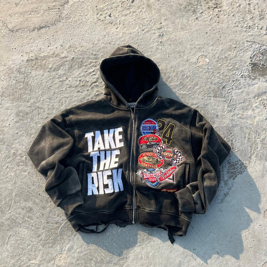 'Black' Take The Risk Zip Up Jacket