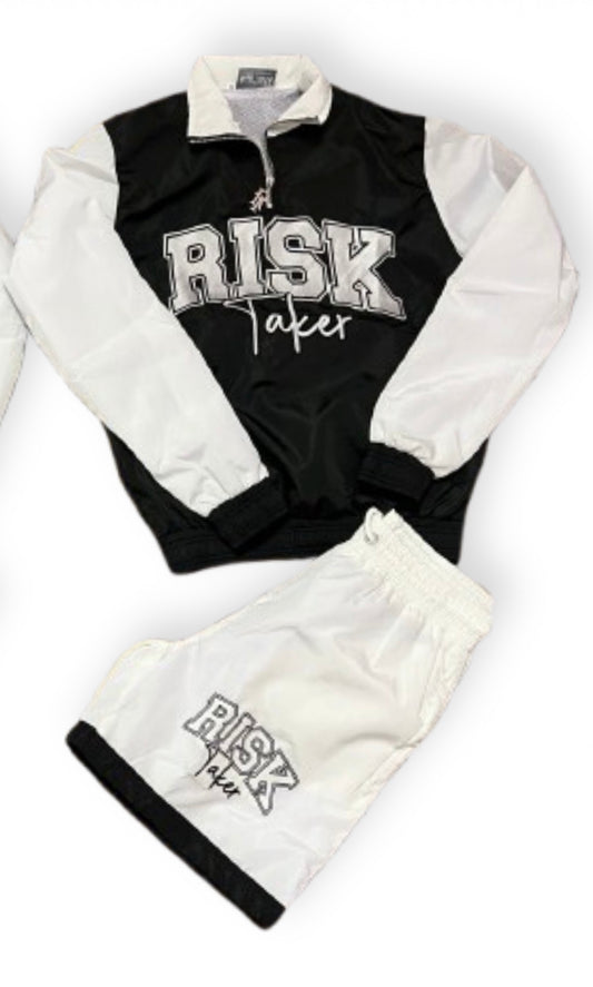 RiskTaker V2 "Noir" Windbreaker Set – White & Black